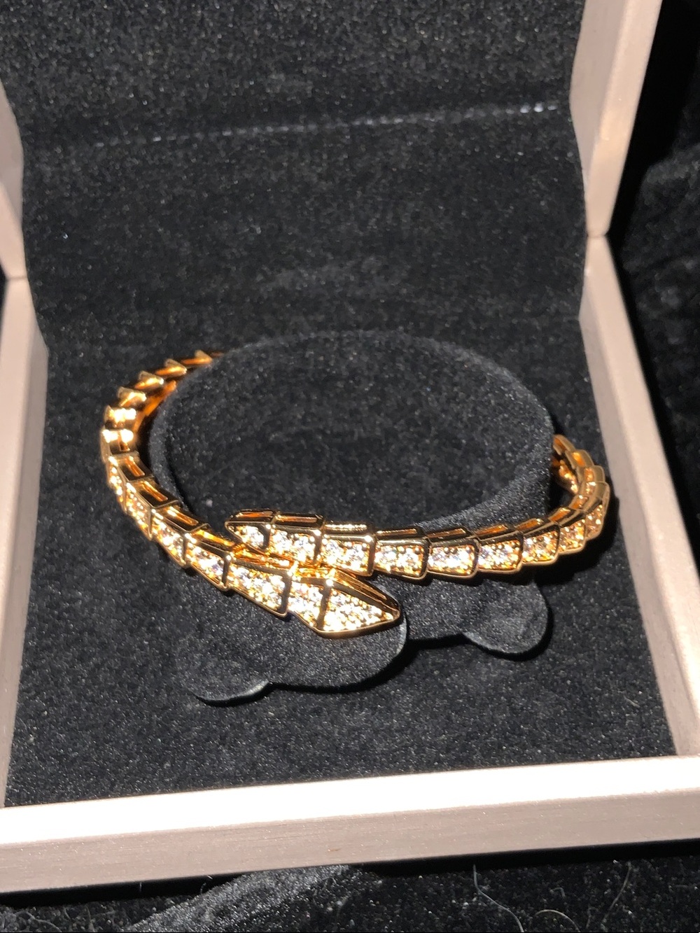 Gold Crystal Snake Coil Bracelet - Women's Jewelry